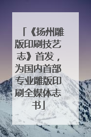 《扬州雕版印刷技艺志》首发，为国内首部专业雕版印刷全媒体志书