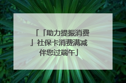 「助力提振消费」社保卡消费满减伴您过端午