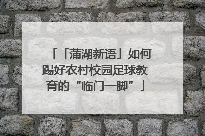 「蒲湖新语」如何踢好农村校园足球教育的“临门一脚”