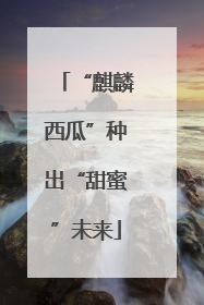 “麒麟西瓜”种出“甜蜜”未来