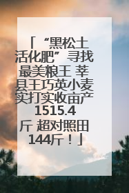 “黑松土 活化肥”寻找最美粮王 莘县王巧英小麦实打实收亩产1515.4斤 超对照田144斤！