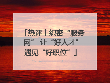 热评丨织密“服务网” 让“好人才”遇见“好职位”