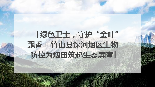 绿色卫士，守护“金叶”飘香—竹山县深河烟区生物防控为烟田筑起生态屏障