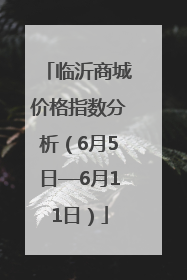 临沂商城价格指数分析（6月5日—6月11日）