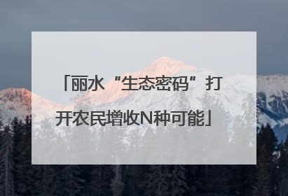 丽水“生态密码”打开农民增收N种可能