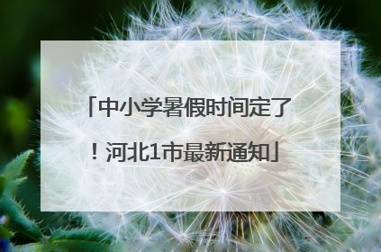 中小学暑假时间定了！河北1市最新通知