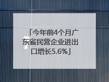 今年前4个月广东省民营企业进出口增长5.6%