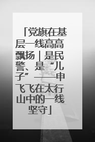 党旗在基层一线高高飘扬｜是民警、是“儿子”——申飞飞在太行山中的一线坚守
