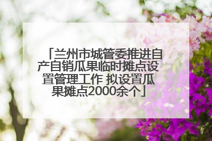 兰州市城管委推进自产自销瓜果临时摊点设置管理工作 拟设置瓜果摊点2000余个
