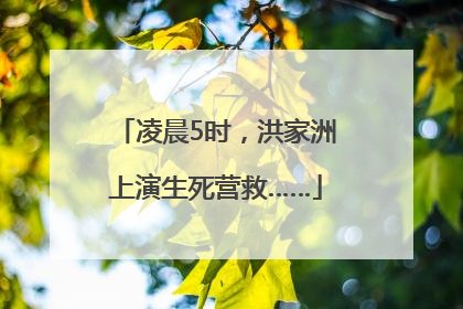 凌晨5时，洪家洲上演生死营救……