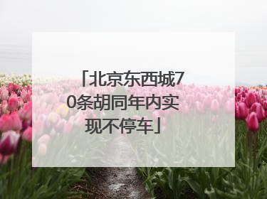 北京东西城70条胡同年内实现不停车