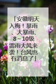 安徽明天入梅！暴雨、大暴雨、8～10级雷雨大风来袭！台风也有消息了