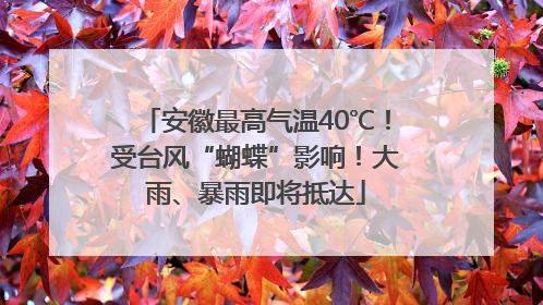 安徽最高气温40℃！受台风“蝴蝶”影响！大雨、暴雨即将抵达