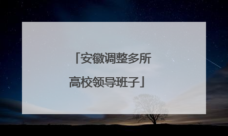 安徽调整多所高校领导班子