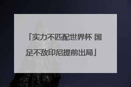 实力不匹配世界杯 国足不敌印尼提前出局
