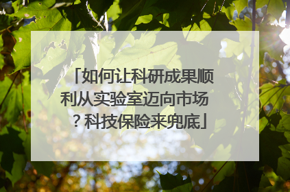 如何让科研成果顺利从实验室迈向市场？科技保险来兜底