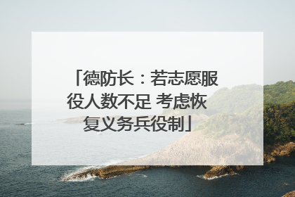 德防长：若志愿服役人数不足 考虑恢复义务兵役制
