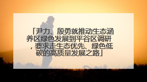 尹力、殷勇就推动生态涵养区绿色发展到平谷区调研，要求走生态优先、绿色低碳的高质量发展之路