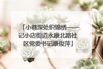 小巷深处织锦绣——记小店街道永康北路社区党委书记康俊萍