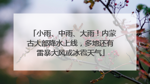 小雨、中雨、大雨！内蒙古大部降水上线，多地还有雷暴大风或冰雹天气