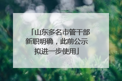 山东多名市管干部新职明确，此前公示拟进一步使用