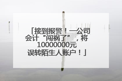 接到报警！一公司会计“闯祸了”，将10000000元误转陌生人账户！