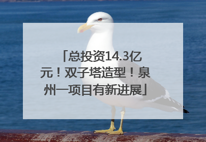 总投资14.3亿元！双子塔造型！泉州一项目有新进展