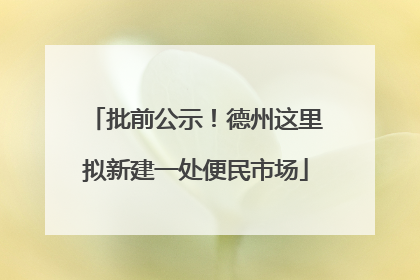 批前公示！德州这里拟新建一处便民市场