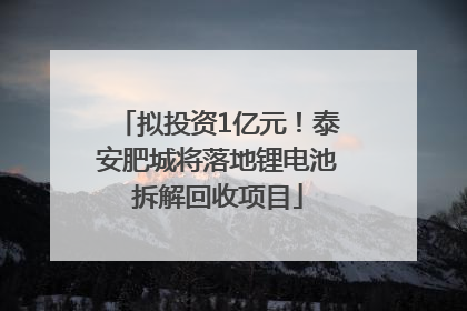 拟投资1亿元！泰安肥城将落地锂电池拆解回收项目