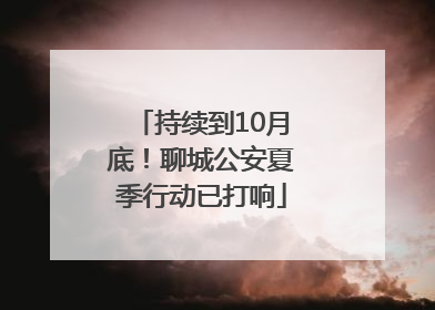 持续到10月底！聊城公安夏季行动已打响
