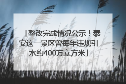 整改完成情况公示！泰安这一景区曾每年违规引水约400万立方米