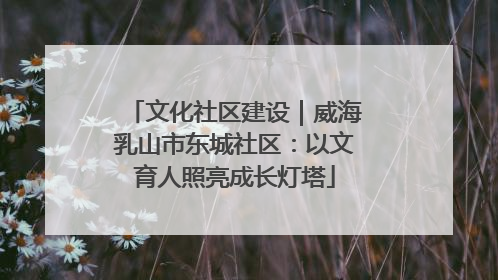 文化社区建设｜威海乳山市东城社区：以文育人照亮成长灯塔