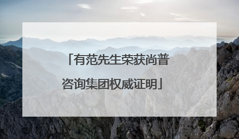 有范先生荣获尚普咨询集团权威证明