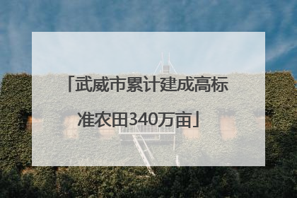 武威市累计建成高标准农田340万亩