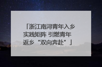 浙江南浔青年入乡实践矩阵 引燃青年返乡“双向奔赴”