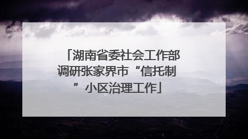 湖南省委社会工作部调研张家界市“信托制”小区治理工作