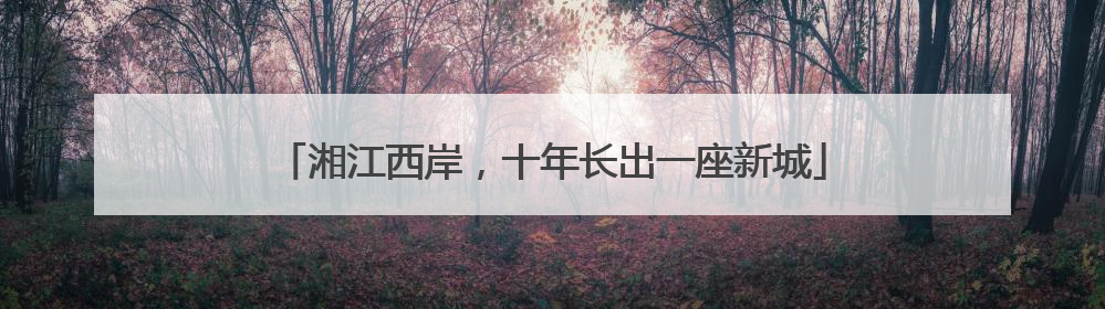 湘江西岸，十年长出一座新城