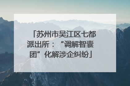 苏州市吴江区七都派出所：“调解智囊团”化解涉企纠纷