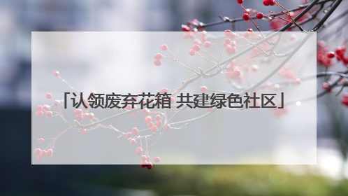认领废弃花箱 共建绿色社区