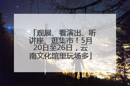 观展、看演出、听讲座、逛集市！5月20日至26日，云南文化馆里玩场多