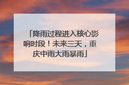 降雨过程进入核心影响时段！未来三天，重庆中雨大雨暴雨