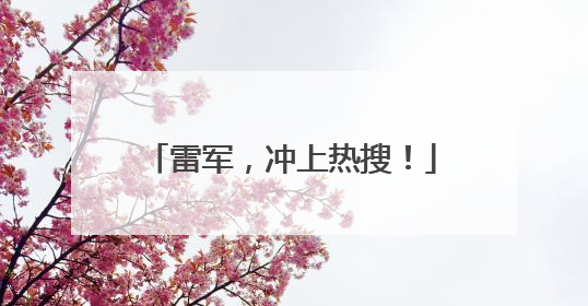 雷军，冲上热搜！