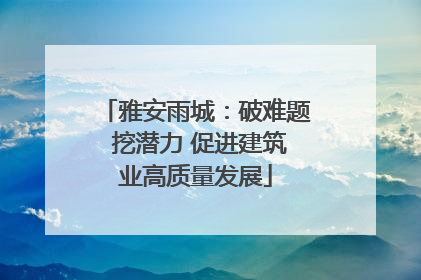 雅安雨城：破难题 挖潜力 促进建筑业高质量发展