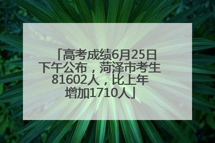 高考成绩6月25日下午公布，菏泽市考生81602人，比上年增加1710人