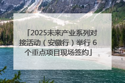 2025未来产业系列对接活动（安徽行）举行 6个重点项目现场签约