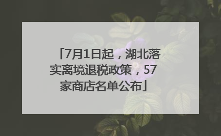 7月1日起，湖北落实离境退税政策，57家商店名单公布